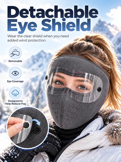 Thermal Fleece Balaclava Ski Mask with Detachable Goggles