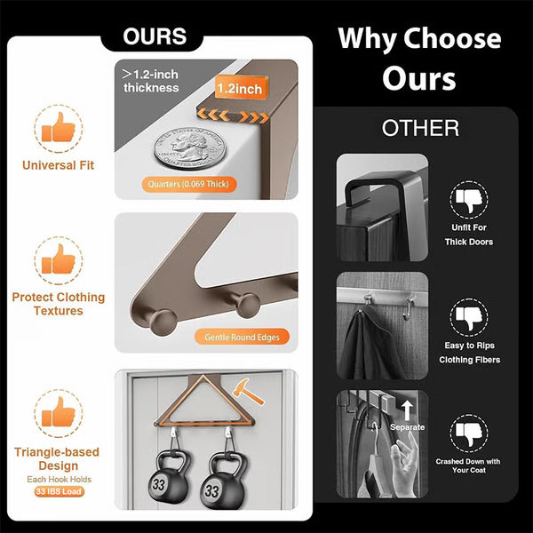 Over-the-Door Triangle Hanging Organizer - No-Drill Slide Installation