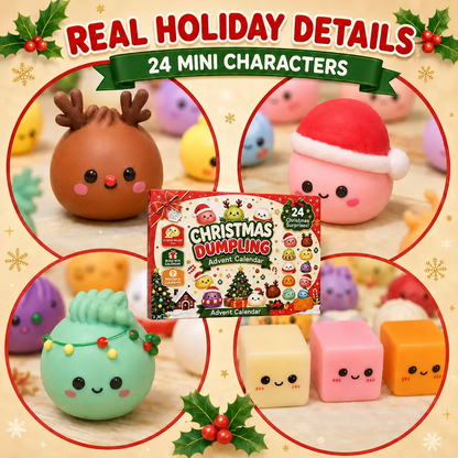 Christmas Mini Squishies Advent Calendar 2026, 24-Day Dumpling Squishy Toy Countdown Calendar with Glitter Squeeze Toys, Holiday Gift for Kids