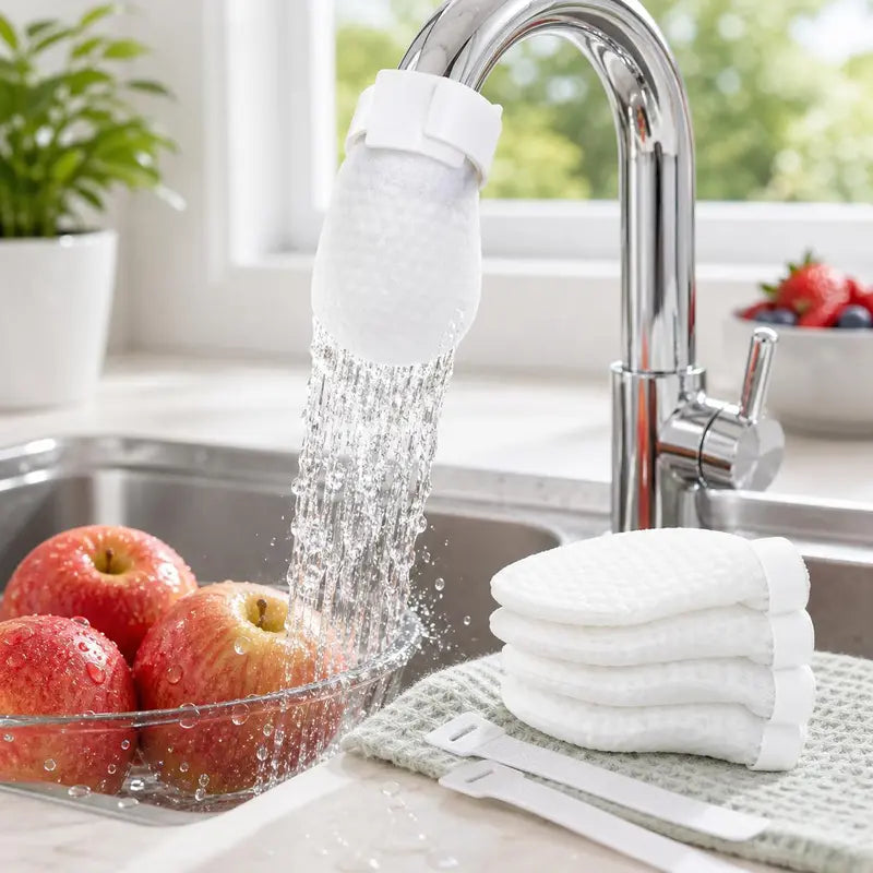 50 Cotton Filter Bags Disposable Cotton Faucet Filter Bags, Splash-Reducing Tap Water Sediment Filter Sock with Elastic Cuff for Kitchen & Bathroom Faucets