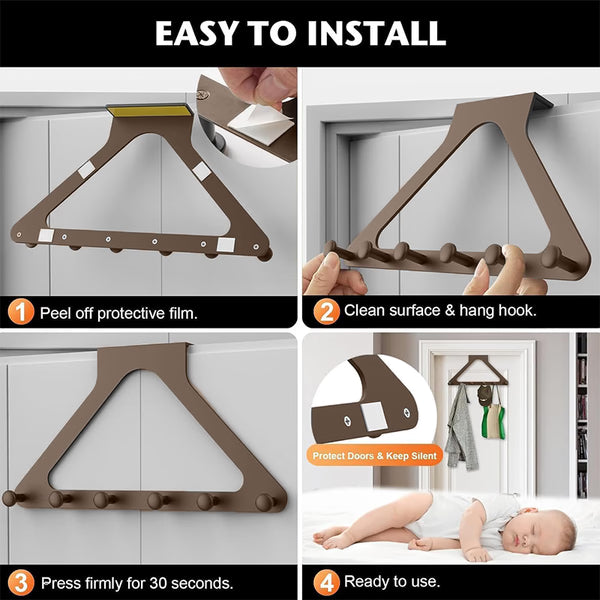 Over-the-Door Triangle Hanging Organizer - No-Drill Slide Installation
